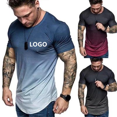 China Fashion QUICK DRY 3D Printing Short Sleeve T Shirts Loose Gradient Plus Size Sports Mens T Shirt for sale