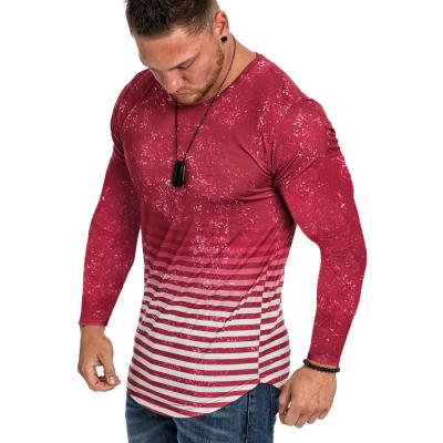 China New Arrival 3d Print Change Long Sleeve Gym Fitness Progressive Custom Shirt Men's Slim Fit T-Shirt QUICK DRY for sale