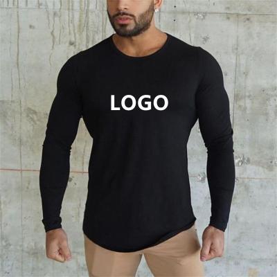 China QUICK DRY Cotton Long Sleeve Fitness Gym Shirt Men Slim Fit 100% Winter Plain T-Shirt for sale