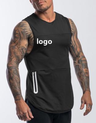 China QUICK DRY custom logo summer sports fitness training sleeveless shirt pocket top quick dry tank tops for men for sale