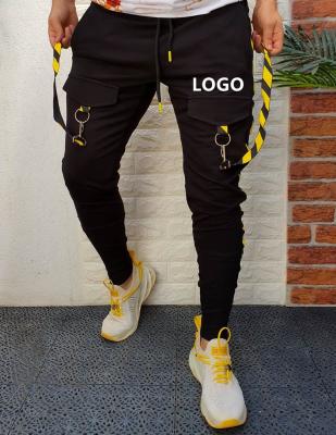 China Fashion Color Block Hip Hop Wear Sweatpants Zipper Fitness Gym Cargo Pants QUICK DRY Pants For Men for sale