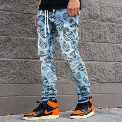 China New Wish QUICK DRY fashion streetwear full printed loose hip hop denim pants for men for sale