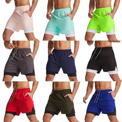 China Summer Double Layer QUICK DRY Custom Logo Shorts Quick Dry Running Exercise Shorts For Men for sale