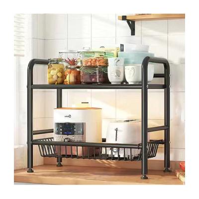 China Practical Lihanrui Universal Efficient Space Saving Countertop Storage Kitchen Organizer Rack for sale