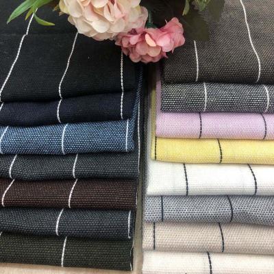 China Supplier custom organic colorful stripe Shaoxing MingHeng shometextile materials blend cotton linen fabric for sale