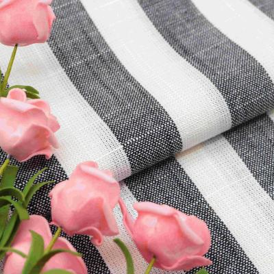 China New Arrival Factory Price Double Faced Different Widths Stripe Hemp Home Textile Rayon Linen Fabric for sale