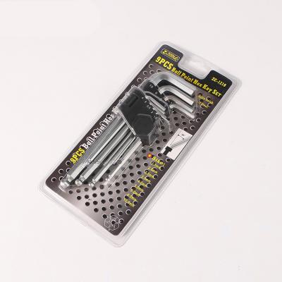 China Multi Functional 9PC CRV Allen Ball End Long Arm Hex Wrench Thumb Size High Quality Set for sale