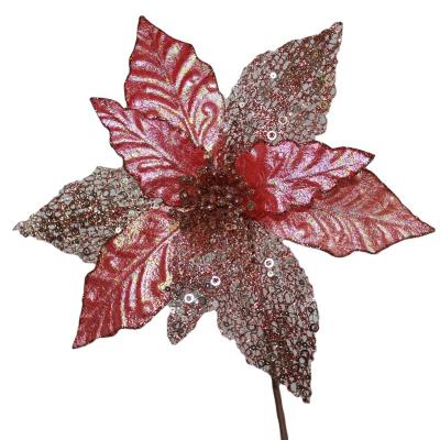 China Red Foam Poinsettia Flower Pick Christmas Flowers Decor for sale