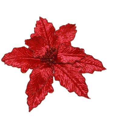 China Artificial Moss Poinsettia Flower Decoration Ornaments Arrangement Christmas Tree Flowers for sale