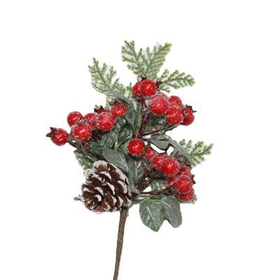 China Classic Manufacturer Goods Bestseller Christmas Berry Picking Holly Leaf Picking Red Decoration for sale