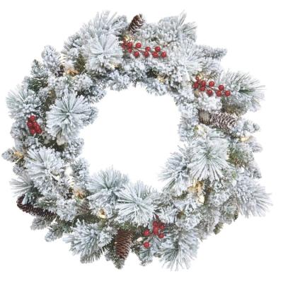 China Simplicity New Style Snow Christmas Wreath Target Christmas Wreaths Main Entrance Christmas Decoration Hot Selling for sale