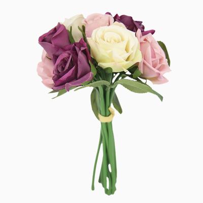 China Silk Flower Factory Direct Sale Rose Bouquet Wedding Home Decoration for sale