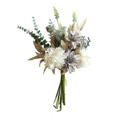 China Wholesale Wedding Artificial Flowers Cloth Dahlia Bouquet Manufacturer Decorations Ins Style yc1060 for sale