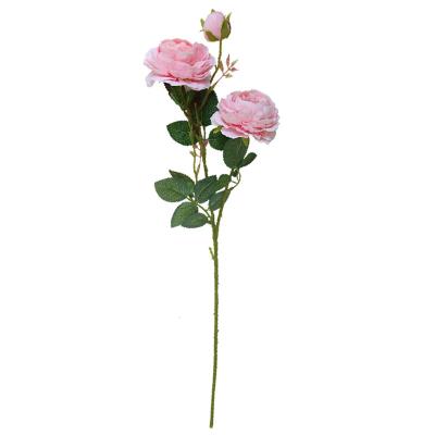 China Pambu Core-turned Western Rose 3 Wedding Home Wall Peony Artificial Flower Plant Decoration Artificial Flowers for sale