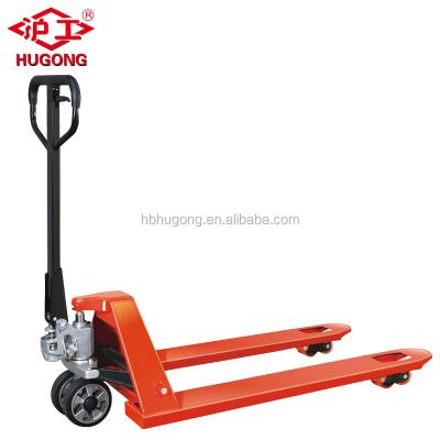 China adjustable manual pallet truck 4000 kg with rubber wheels hand pallet truck 1150*550 / 1220*685 for sale