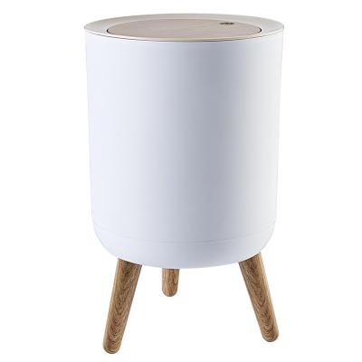 China Wholesale New Design Sustainable Large Plastic Trash Cans Waste Bin With Wood Grain Cover Lids for sale