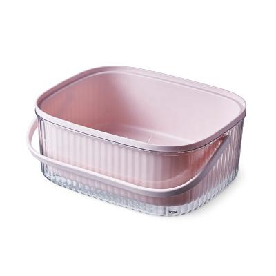 China Kitchen Plastic Rectangle 4L Multi-use Household Food Storage Box With Handle Kitchen Drain Basket Fruit Vegetable Wash Basket for sale