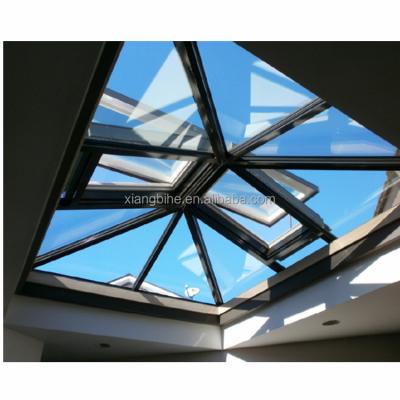 China Folding Aluminum Self Ventilating Screen XBH Double Glazed Glass Roof Skylight Window for sale