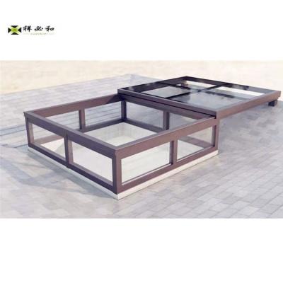 China Folding Screen China Manufacturer 2400*2400 Glass Panels Custom Electric Flat Roof Window Atrium Skylight Roof With Low Price for sale