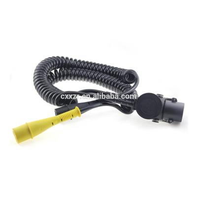 China 3.5-4 times of original cable 24V 15 pin ABS EBS trailer plug and socket with spiral power cable for heavy duty trailer for sale