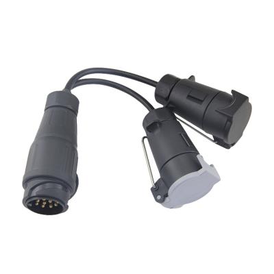 China Connect the main vehicle and the additional trailer trailer adapter to convert a 13 pin Euro plug on the vehicle to two 12N/12S 7 male connectors on a caravan for sale