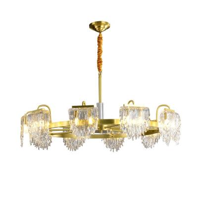 China Crystal Modern Luxury Lighting Brass Large Living Room Bedroom Contemporary Chandelier Modern Ceiling Lamp for sale