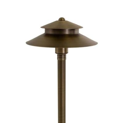 China Garden 12V Low Voltage Strata Light Outdoor Brass Two Tier Path and Area Landscape Light Solid Brass Construction for sale