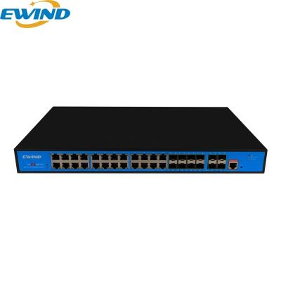 China IP Camera Managed 24 Port PoE Switch Gigabit Layer 2 Network Switch Standard 1U Racks for sale