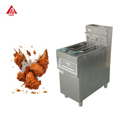 China Safety  Power Saving Stainless Steel Frying Machine Single Cylinder Two Baskets Standing Smart Commercial Fryer In Kitchen for sale