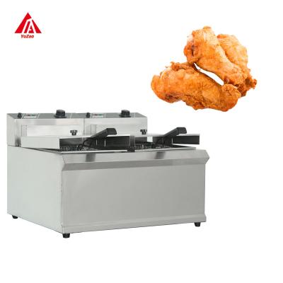 China Safety  Counter top Stainless Steel Fryer Machine Chicken Double Tank Fryer Industrial Electric Commercial Deep Fryer for sale