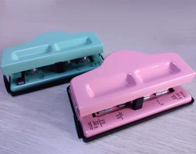 China T Shape A4 A5 A6 Standard Paper Hole Punch 4 Hole Adjustable Metal Candy Color 4 Hole Punchers Sheet Punch for sale