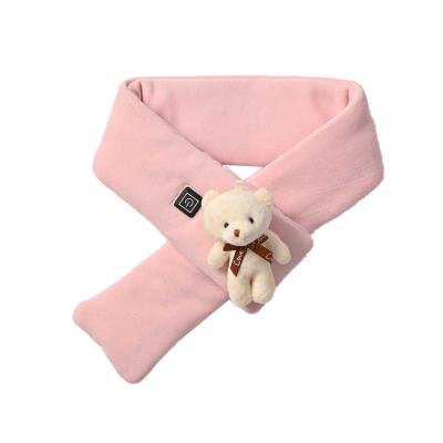 China Newest Adjustable Three Block Temperature Rechargeable Men Women Washable Smart Usb Charging Winter Heated Scarf With Bear Pendant for sale