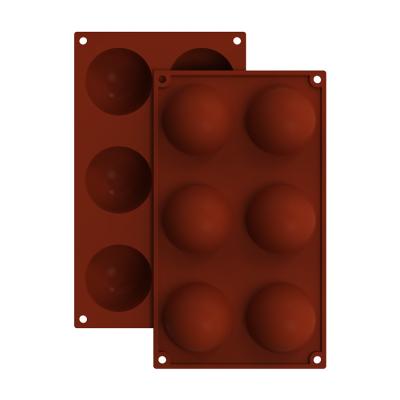 China Custom 6 Holes Semi Disposable Sphere Silicone Big Dome Molds Silicone Baking Mold For Chocolate for sale