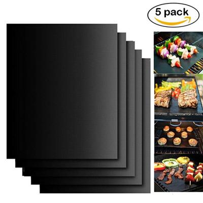 China Easily Cleaned 33X40cm Black Reusable BBQ Grill Mat BBQ Grill Mat Cooking Sheet Nonstick Oven Heat Resistant Liner for sale