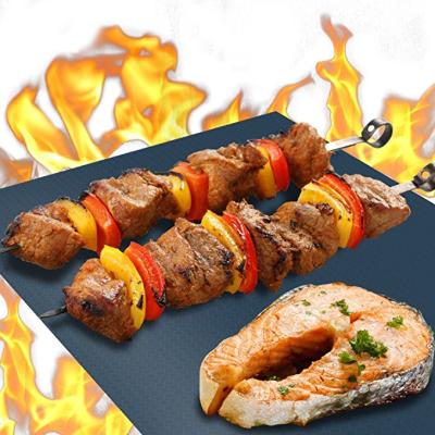 China Non Stick Gas Charcoal Barbecue BBQ Grill Mat Heat Resistant PTFE Oven Liner Outdoor Griddle Oven Liner Dustproof for sale