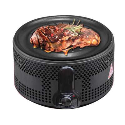 China Easily Assembled Round Form Two Layers of Mini Portable Charcoal Barbecue Grill Smokeless BBQ Grill Korean Charcoal Smokeless Grill for sale