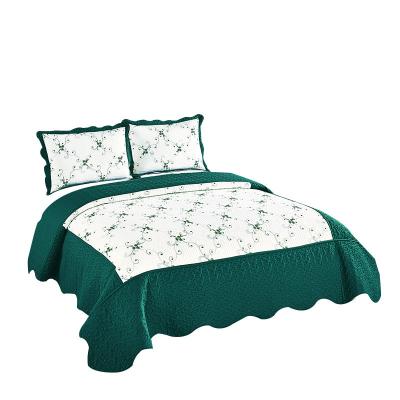 China Anti-Static Drop Shipping Elegant Embroidery Bedspread Set 3pcs Set Bedding Sets Microfiber Quilting Comforter for sale