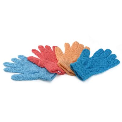 China EXFOLIATE Original New Stretch Bath Exfoliating Gloves Can Be Color Customized Deep Exfoliating Glove for sale