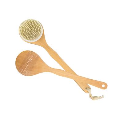 China EXFOLIATE original household wooden handle shower brush can be customized wooden handle stiffens shower brush for sale