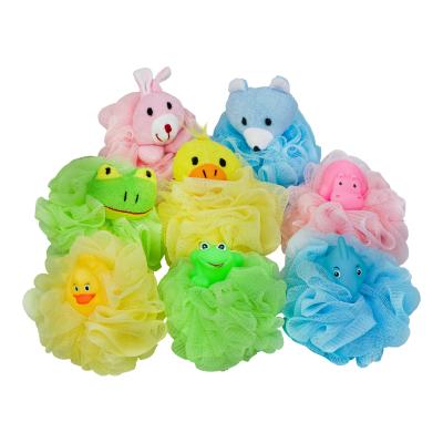 China EXFOLIATE Animal Bath Mesh Shower Sponge (Duck Bear Frog Dolphin Mouse) Natural Cartoon for Baby for sale