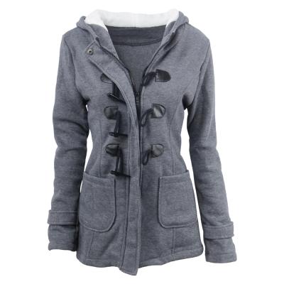 China New Arrival Breathable Thickened Cotton Hooded Jacket Horn Buckle Winter Plus Size Women's Coats for sale