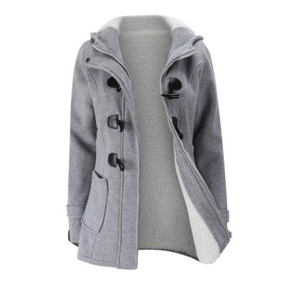 China New Arrival Breathable Thickened Cotton Hooded Jacket Horn Buckle Winter Plus Size Women's Coats for sale