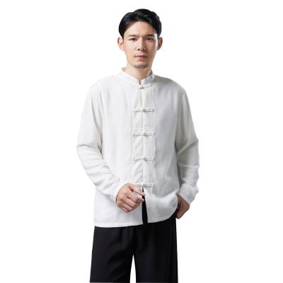 China Chinese Traditional Soft Treatment Tangerine Tunic Men Suits Notch Collar Tang Suit Clothing for sale