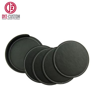 China Round Shape Pu Leather Cup Coaster Custom Made Tea Coaster for sale