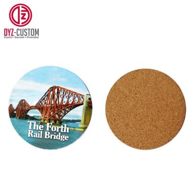 China Sustainable Custom Printed Round Train MDF Cork Coaster for sale