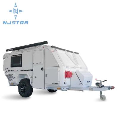 China NJATAR RV Aluminum Light Weight Wecare Trailer Camping Off Road Caravan Motorhome American Standard Trailer for sale