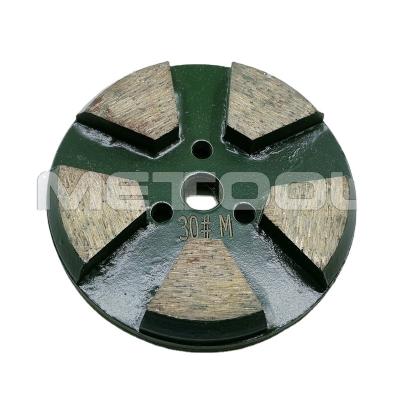 China Concrete Link Diamond Grinding Disc With Five Large Diamond Flooring Metal Segments for sale