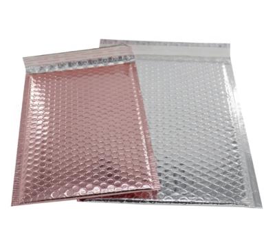 China ISO SGS Package Shipping Mailers 230*200+40mm Shockproof Flat Rose Metallic Padded Gold Bubble Mailers for sale