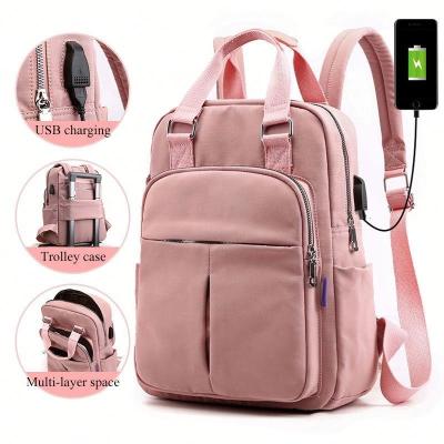 China Customized nylon waterproof smart mochilas Multi-pocket zipper travel USB charging arket backpack women laptop bag for sale