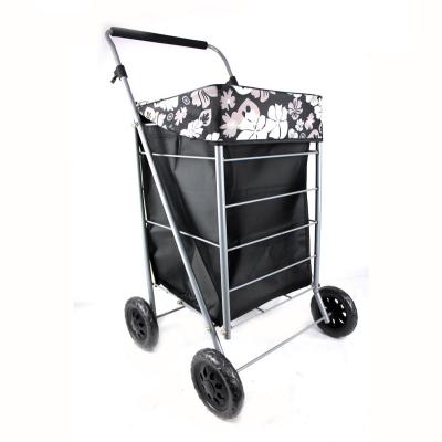 China Folding Easy To Assemble Grocery Shopping Trolley Large Collapsible Carts Cart With 4 Wheels for sale